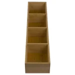 Unbranded Natural Bamboo Drawer Organizer - 4 Compartment Long Slim Storage Tray, 17.5 x 4 in. thumbnail 1