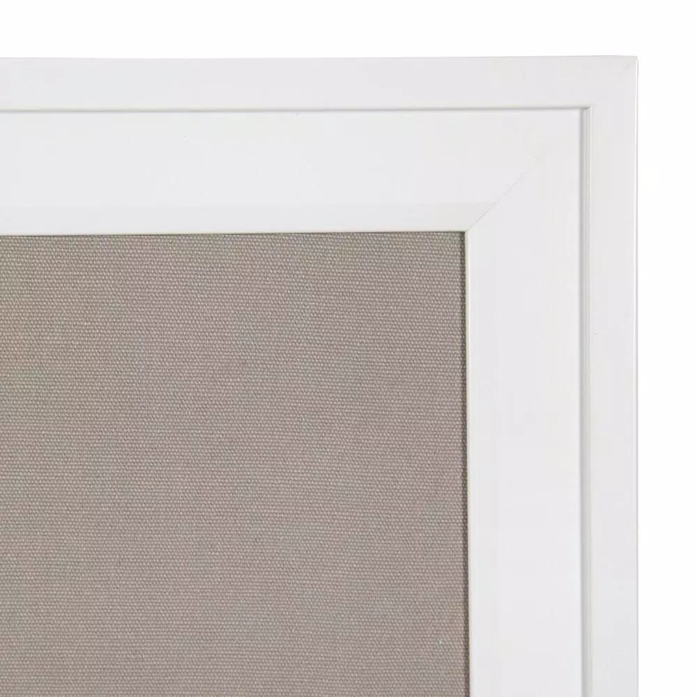 DesignOvation Bosc White Fabric Pinboard Framed Linen Memo Board, 31.5 x 31.5 in