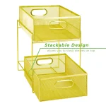 MIND READER Modern Yellow Metal Mesh 2-Tier Utensil Caddy and Flatware Organizer thumbnail 4