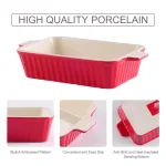 MALACASA 2-Piece Red Porcelain Rectangle Bakeware Set, 12 in. and 13 in. Ceramic Baking Dishes thumbnail 5