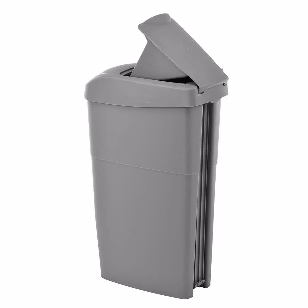 Alpine Industries 19 qt. Gray Step-On Waste Basket & Sanitary Napkin Receptacle