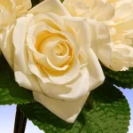 National Tree Company 12.2 in. Mixed Cream Rose and Peony Silk Flower Bouquet with Lace Ribbon thumbnail 3