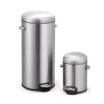 Innovaze Stainless Steel Round Step-On Trash Can Set, 8 Gal. and 1.3 Gal. Fingerprint Resistant thumbnail 1