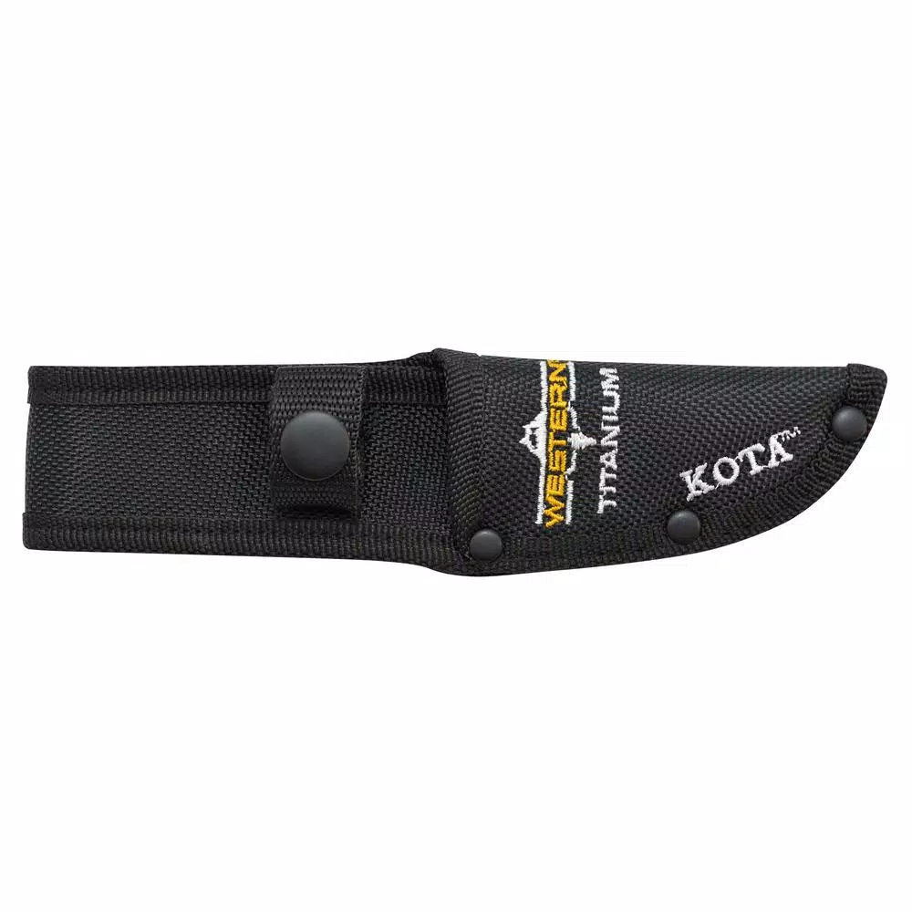 Western Kota 7 in. Titanium Bonded Drop Point Fixed Blade Knife with G10 Handle and Sheath