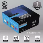 Wintergreen Lighting OptiCore C7 LED Blue Smooth Opaque Christmas Light Bulbs, 25-Pack thumbnail 2