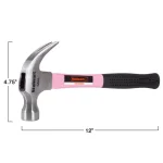 Stalwart 12 oz. Pink Claw Hammer with 12 in. Fiberglass Handle thumbnail 2
