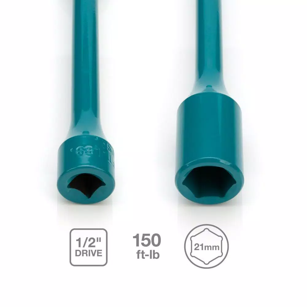 Steelman 1/2 in. Drive 21mm 150 ft./lb. Torque Stick Limiting Socket, Turquoise