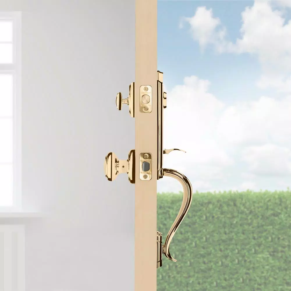 Baldwin Prestige Avendale Single Cylinder Handleset with Alcott Knob, Lifetime Polished Brass, SmartKey Security