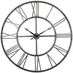 Utopia Alley Rivet Roman Industrial Oversize Wall Clock, 45-inch, Distressed Gray Metal thumbnail 1