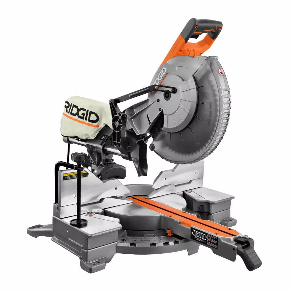 RIDGID 12 in. 15 Amp Dual Bevel Sliding Miter Saw Kit with Universal Mobile Stand