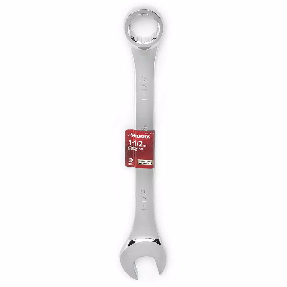 Husky 1-1/2 in. 12-Point Combination Wrench, Chrome Alloy Steel