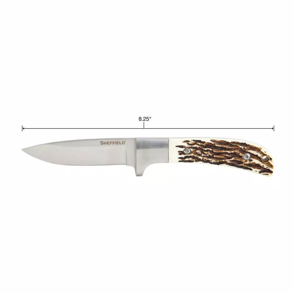 Sheffield 12188 Stag Series Haggard 5.5 in. Drop Point Fixed Blade Hunting Knife