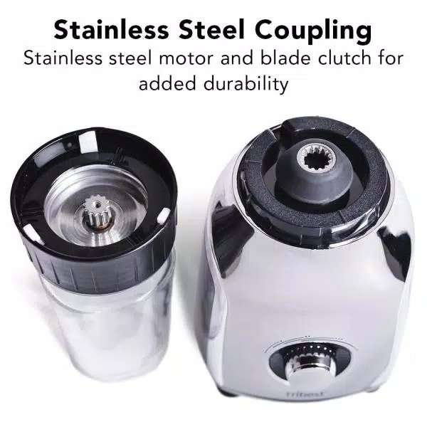 Tribest Glass Personal Blender, 42 oz. 4-Speed Chrome Electric Blender with Stainless Steel Blades