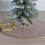 VHC Brands 21 in. Magdalene Mauve and Antique White Jacquard Christmas Tree Skirt with Bronze Sequin Trim thumbnail 4