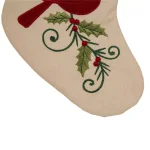 Glitzhome 21 in. Red Cardinal Embroidered Christmas Stockings, Polyester & Linen Blend (2-Pack) thumbnail 5