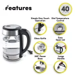 Aroma Stainless Steel Electric Kettle with German Glass, 1.2L Capacity, 1500W thumbnail 6