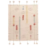 3R Studios Pink Cotton Decorative Throw Blanket with Applique, Pom Poms and Tassels thumbnail 4