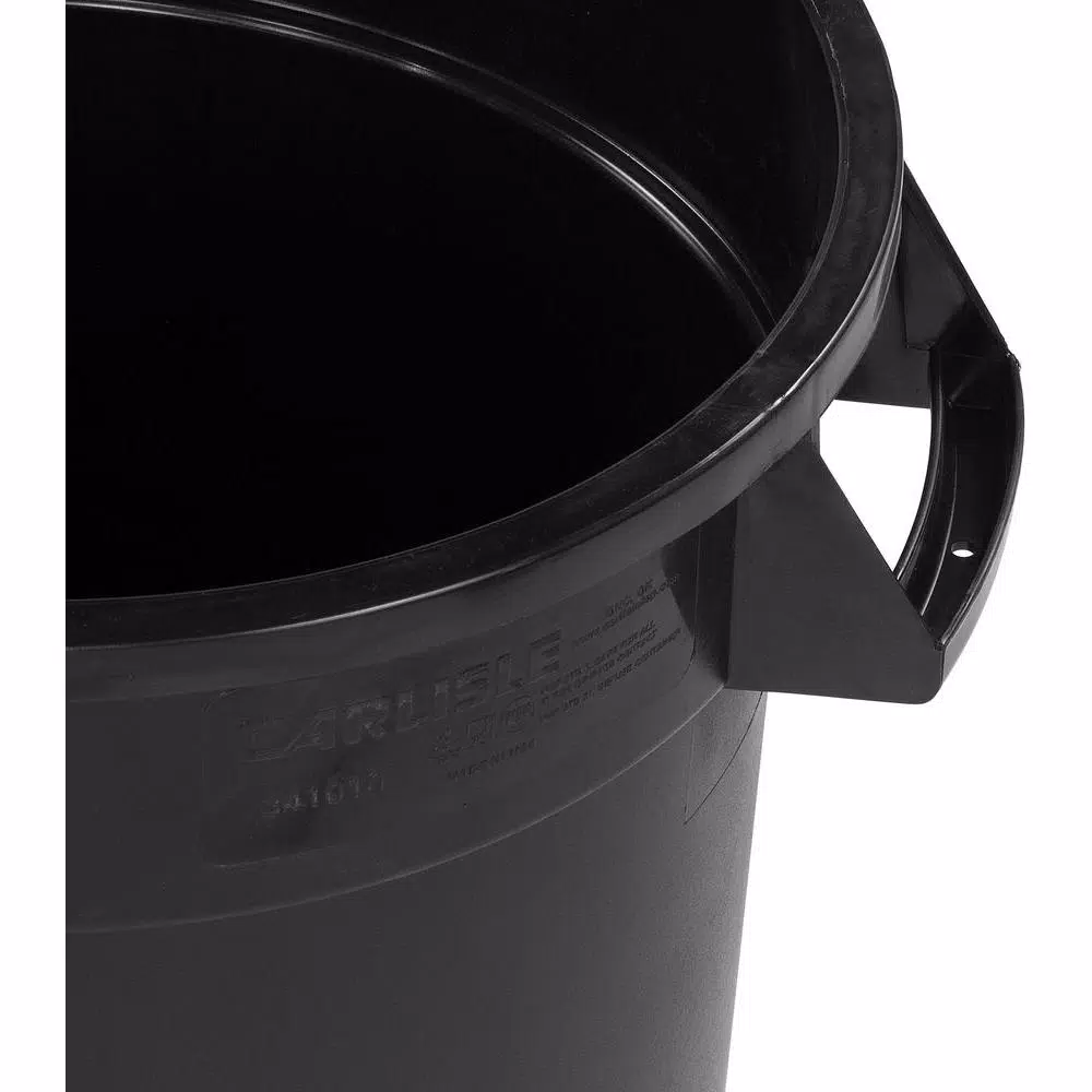 Carlisle Bronco 55 Gallon Black Round Heavy Duty Trash Can (2-Pack)