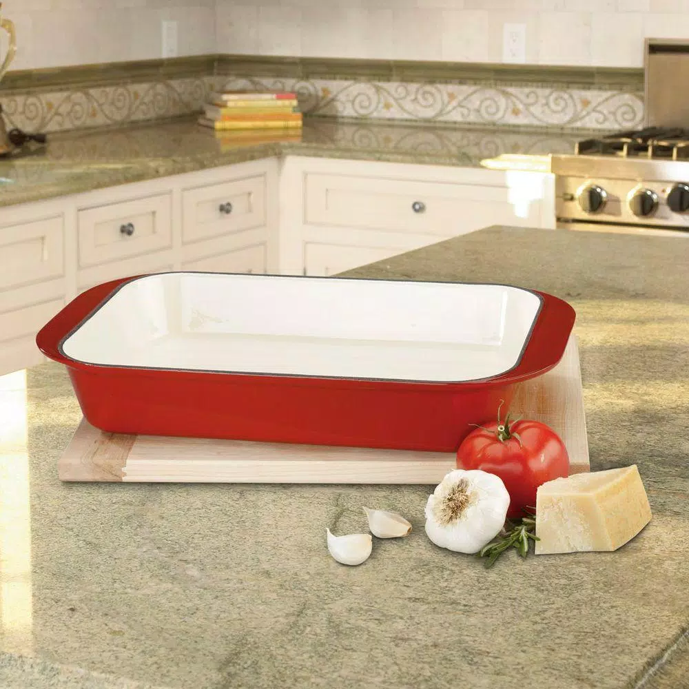 Cuisinart Chef's Classic 14 in. Enameled Cast Iron Roasting and Lasagna Pan, Cardinal Red