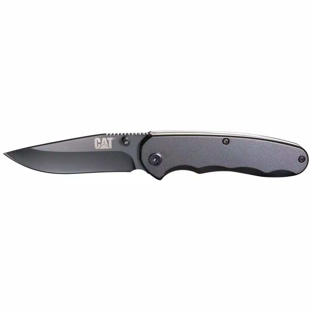 CAT 7 in. Stainless Steel Drop Point Folding Knife with Anodized Aluminum Handle
