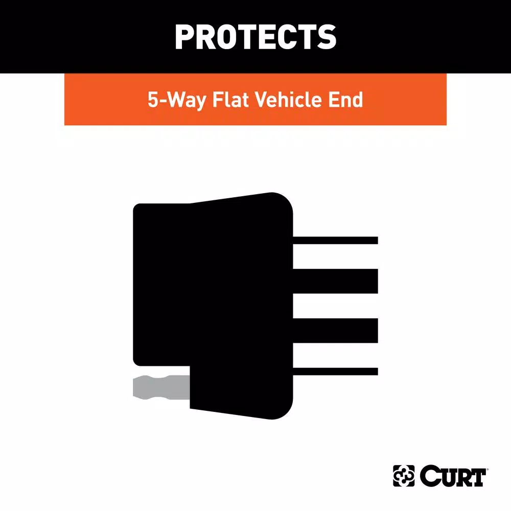 CURT 5-Way Flat Connector Dust Cover - Vehicle Side Electrical Socket Protector