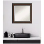 Amanti Art Cyprus Walnut 24.88 in. x 24.88 in. Square Wood Framed Bathroom Vanity Wall Mirror thumbnail 7