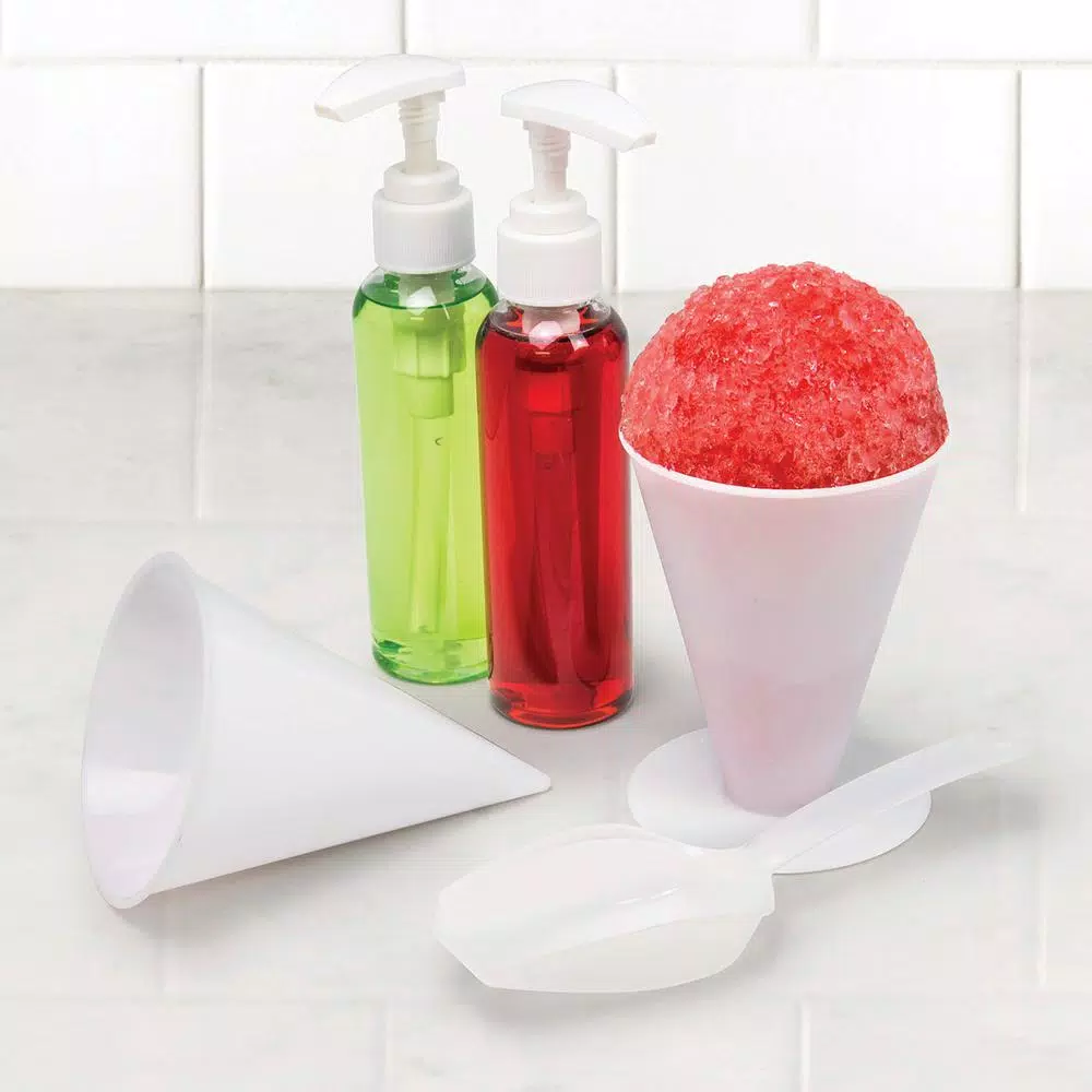 Nostalgia Blue Countertop Snow Cone Machine with 240 oz. Capacity and Stainless Steel Blades