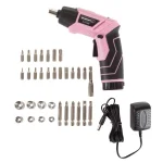 Stalwart 45-Piece Cordless Pivoting Screwdriver Set with 3.6V Lithium Battery and Carrying Case - Pink thumbnail 3