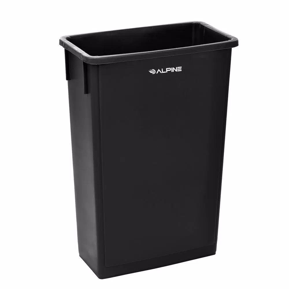 Alpine Industries 23 Gal. Black Commercial Waste Basket Trash Can