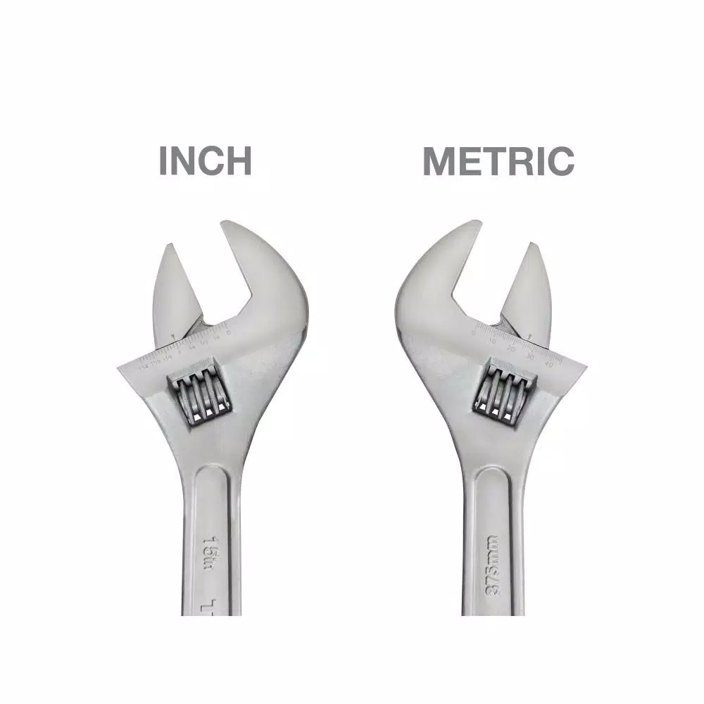 TEKTON 15 in. Adjustable Wrench, Carbon Steel with Satin Chrome Finish