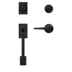Schlage Custom Century Matte Black Single Cylinder Handleset with Eller Lever and Kinsley Trim thumbnail 2