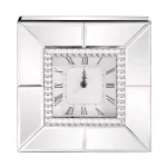 Unbranded Mirrored Table Clock with Beaded Glass Border and Roman Numerals thumbnail 1