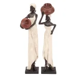 LITTON LANE Traditional African Lady Sculptures with Urns - Ivory Polystone Statues (2-Pack) thumbnail 1