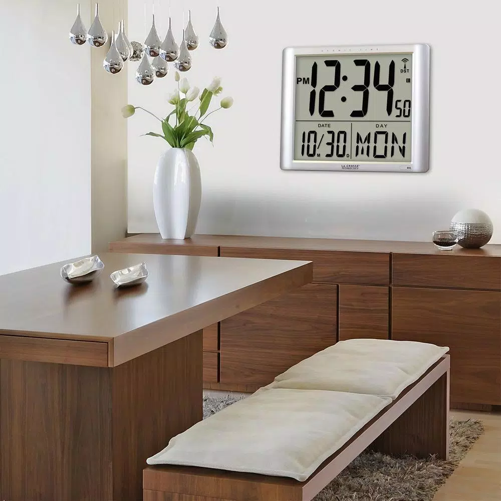 La Crosse Technology 20 in. Extra Large Digital Atomic Wall Clock - Radio Controlled with Date Display