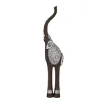 LITTON LANE 38 in. Elephant Decorative Sculpture with Raised Trunk - Brown and Silver Polystone Statuary thumbnail 1