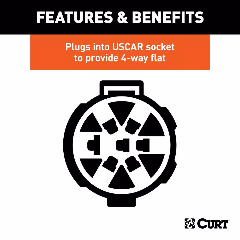 CURT 4-Way Flat Replacement Socket - Plugs into USCAR OEM Vehicle Socket