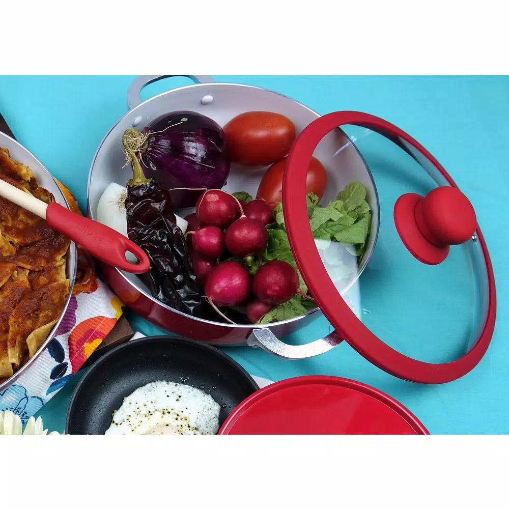 IMUSA 3.2 Qt. Ceramic Nonstick Caldero with Glass Lid and Silicone Rim