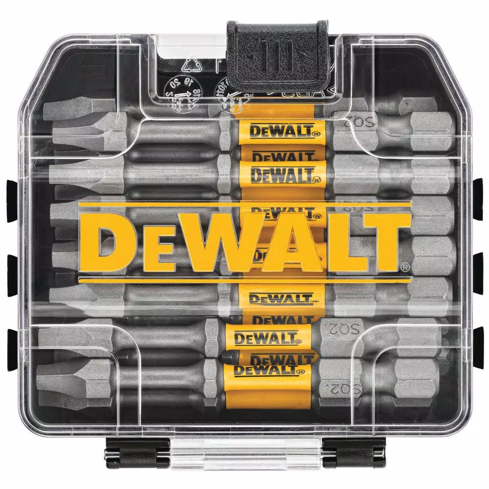 DEWALT Max Impact 2.5 in. #2 Square Bits, 15-Piece Set with Storage Case and 6 in. Bit Holder