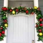 Village Lighting Company 9 ft. Pre-Lit LED Festive Holiday Pine Garland with Red and Green Ornaments thumbnail 5