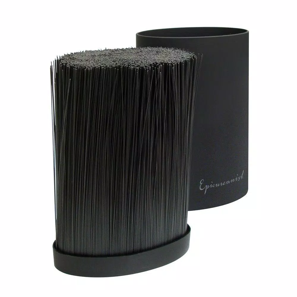 Epicureanist Modern Black Plastic Kitchen Caddy - Multi-Compartment Flatware & Utensil Organizer