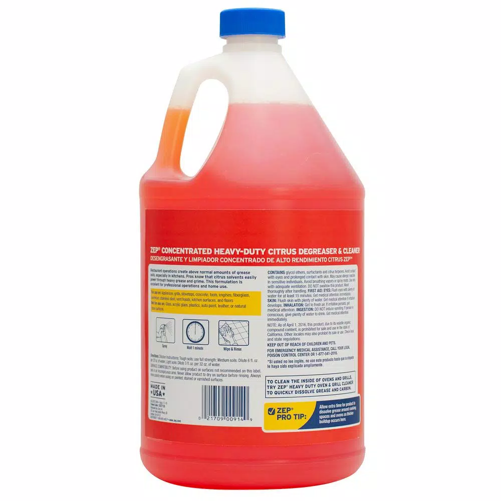 ZEP Heavy-Duty Citrus Degreaser, 1 Gallon Concentrated Multi-Purpose Cleaner