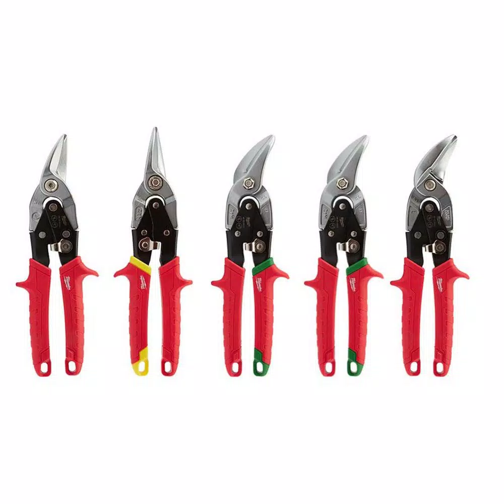 Milwaukee 5-Piece Aviation Snips Set, Forged Steel Blades, Left, Right, Straight & Offset