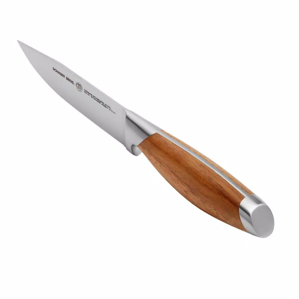 SCHMIDT BROS. Schmidt Brothers Bonded Teak 4-Piece Jumbo Steak Knife Set with Wood Gift Box