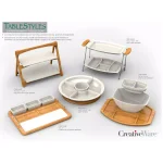 Unbranded CreativeWare TableStyles 2-Tiered Bamboo and Stoneware Folding Ladder Serving Set thumbnail 2