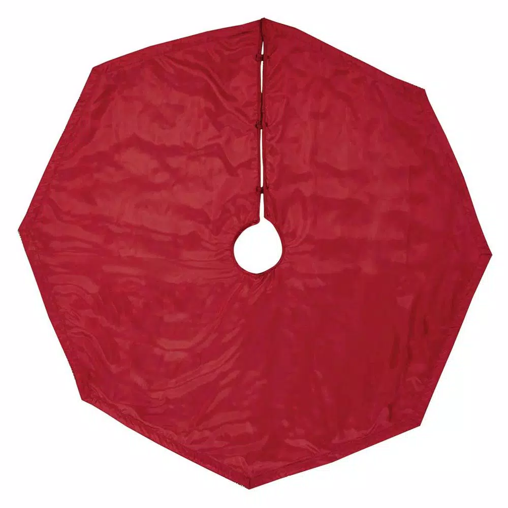 VHC Brands 48 in. Yule Christmas Red Glam Decor Tree Skirt with Gold Embroidered Paisley