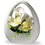 National Tree Company Artificial White Calla Lily and Orchid Floral Arrangement in White Ceramic Vase thumbnail 2