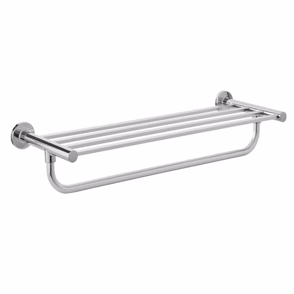 Glacier Bay Modern 21 in. Wall Mount Towel Rack with Shelf and Bar in Chrome