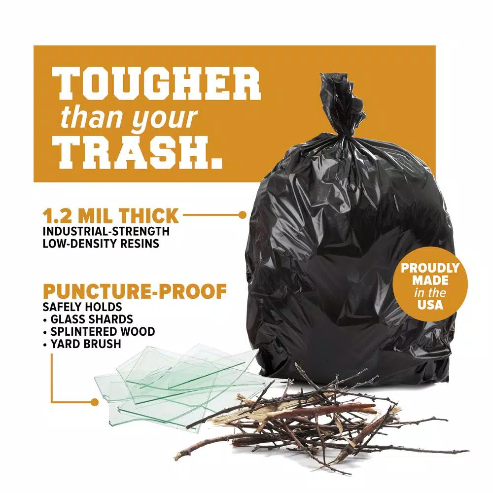 Plasticplace 65 Gal. Black Toter Compatible Trash Bags, 1.2 Mil, 50 in. x 60 in., 100-Count Case
