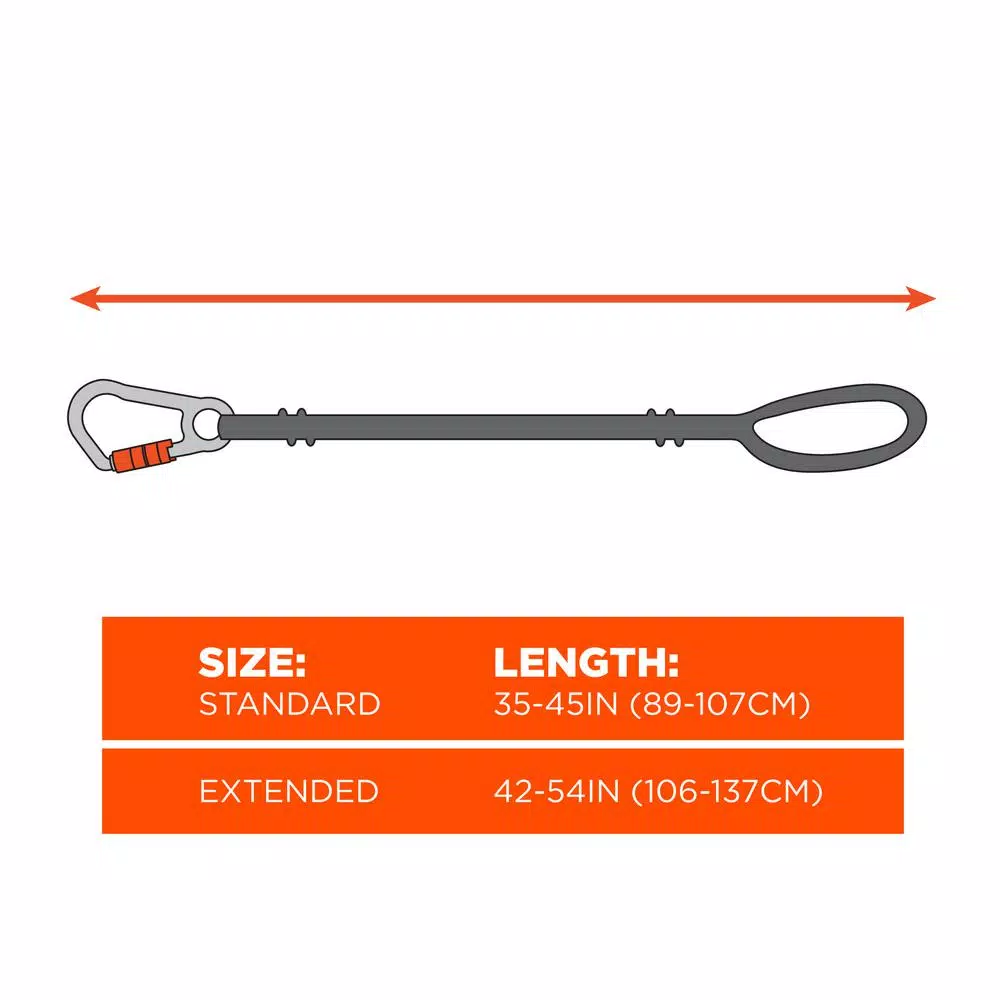 Ergodyne Squids 3100 Shock-Absorbing Tool Lanyard, Single Carabiner, Lime