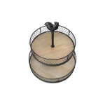 3R Studios Black Metal 2-Tier Decorative Rooster Tiered Tray - Farmhouse Style thumbnail 4